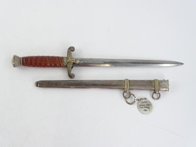 A German Third Reich Army Officers dagger, 1935 pattern, the blade stamped for Gebruder Heller and with balloon man emblem, with a plated scabbard, eagle and swastika guard and Bakelite handle, 40cm long. - 2