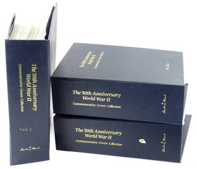 A quantity of Danbury Mint commemorative stamp covers, made for the 50th anniversary of World War Two, (3 folders).