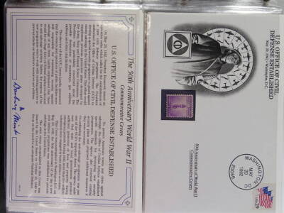 A quantity of Danbury Mint commemorative stamp covers, made for the 50th anniversary of World War Two, (3 folders). - 2