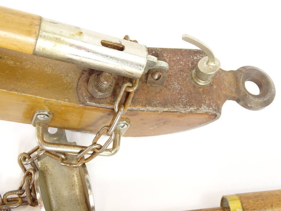 A miniature artillery type cannon, with chrome plated barrel, hardwood