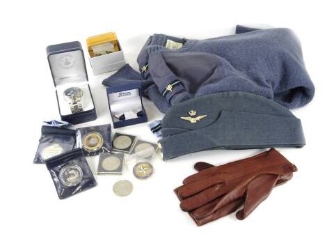 A quantity of RAF related items, to include a hat, jumper, 90th anniversary gold chronograph, gold edition, cuff links etc.