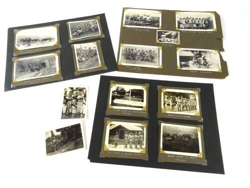 A collection of photographs, each related to the Burmah Rifles, mainly removed from an album with hand written notes.