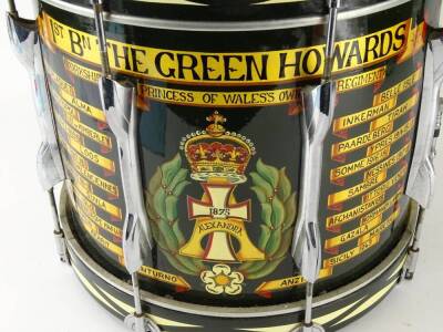 A regimental band snare drum for the 1st Battalion The Green Howards, 37cm diameter. - 3