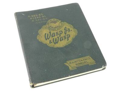 A Pratt & Whitney Wasp Engines Maintenance Manual, printed 1949, 1954 edition, mock leather bound.