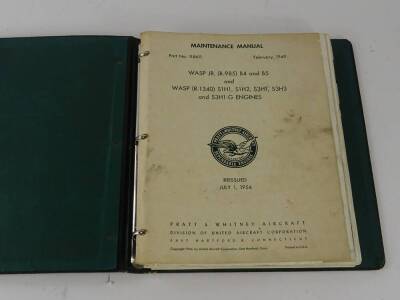 A Pratt & Whitney Wasp Engines Maintenance Manual, printed 1949, 1954 edition, mock leather bound. - 2