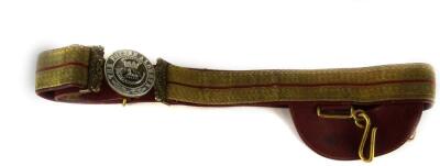 A braided military belt, with regimental buckle for The Prince Albert's Egypt Jellalabad.