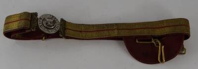 A braided military belt, with regimental buckle for The Prince Albert's Egypt Jellalabad. - 2