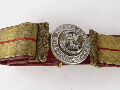 A braided military belt, with regimental buckle for The Prince Albert's Egypt Jellalabad. - 3