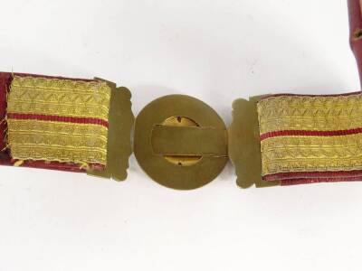 A braided military belt, with regimental buckle for The Prince Albert's Egypt Jellalabad. - 6