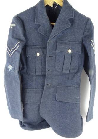 A RAF No.1 uniform jacket bearing corporal stripes.