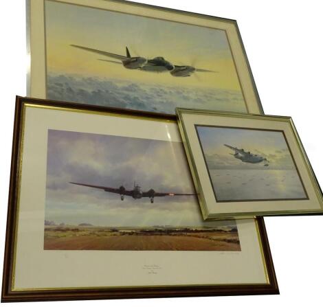 John Young. Circuits and Bumps, artist signed limited edition print no. 141/600, depicting the Vicker's Wellington together with two prints after Coulson of a Mosquito and Sea Plane. (3)