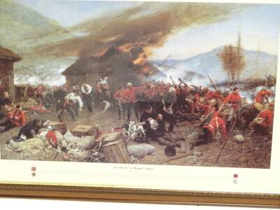 Two large framed and glazed battle prints, depicting the Battle of Rorke's Drift and Isandhlwana, 55cm x 89cm etc. (2) - 5