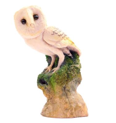 A Country Artists sculpture modelled as a Kestrel, CA06489., Worcester figure group of an owl and two chicks, Sherratt & Simpson bird of prey, and a Arden's Sculptures barn owl. (4) - 3