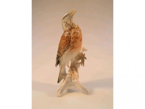 A Karl Ens porcelain figure of a Song Thrush