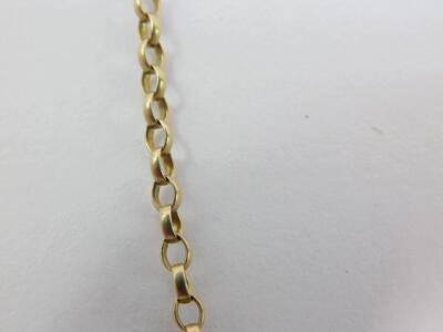 A 9ct gold and triple hard stone swivel fob, on a belcher link neck chain, 9.3g. - 4