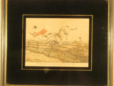 Two 19thC hand coloured soft ground etchings