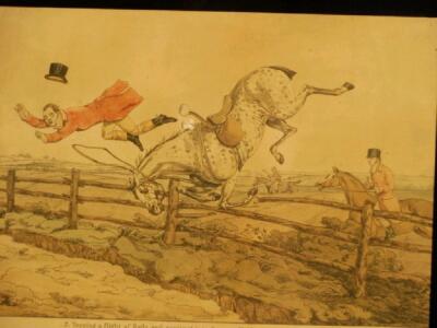 Two 19thC hand coloured soft ground etchings - 4