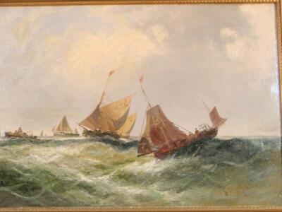 Wxxx Rogers (late 19thC). Fishing boats in choppy seas - 2