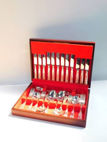 An Osbourne silver plated canteen of cutlery, forty four pieces, cased.