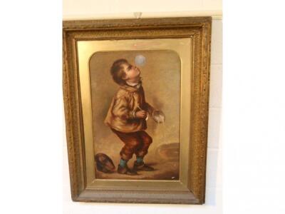 Anonymous (19thC School). A young boy blowing bubbles from a clay pipe - 2