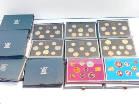 Royal Mint United Kingdom Proof coin collections, comprising a 1985 - 1990, and 1992-1999, together with coinage of Great Britain and Northern Ireland 1972, and 1970. (16)