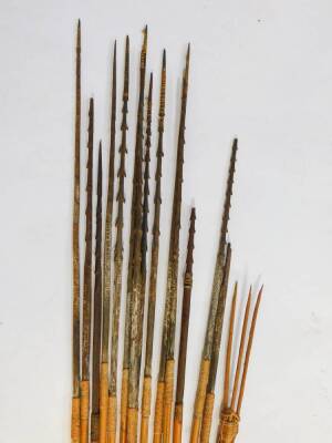 A group of tribal fishing spears, probably Papua New Guinea, 108-140cm long. (15) - 2