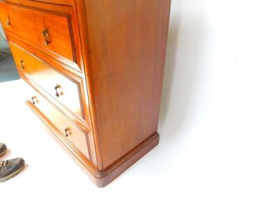 A Victorian mahogany chest of drawers, the bow fronted top raised over two short and three long graduated drawers, raised on a bow fronted plinth base, 104.5cm high, 113cm wide, 53.5cm deep. - 3