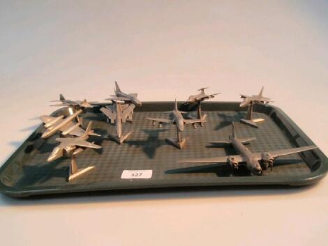 Nine Hampshire pewter models of aircraft