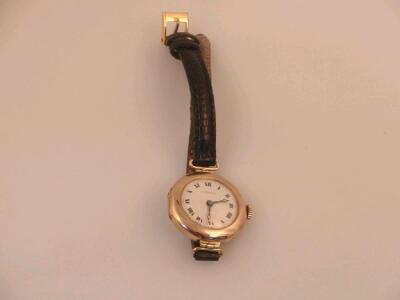 A 1930's 9ct gold cased ladies Rolex wristwatch on modern leather strap - 2