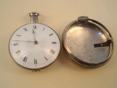 A silver pair cased open face fusee pocket watch with pierced and engraved balance cock - 2