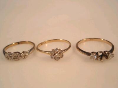 Three diamond set rings