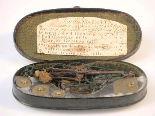 A set of 18th century pocket coin scales and weights