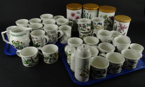 Various Portmeirion Botanic Garden pottery dinnerware, to include sugar and other storage jars with wooden tops, 19cm high etc., various cups, cruet, jug etc., printed marks beneath (a quantity).