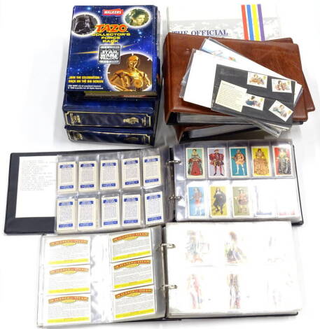 Various cigarette, trade and other cards, to include a Walkers Tazo album, with some contents, Castella and others In Search of Steam, Vanishing Wildlife, Brooke Bond Tea Cards, British Costume, Olympic Challenge 1992, various other part sets, individual 