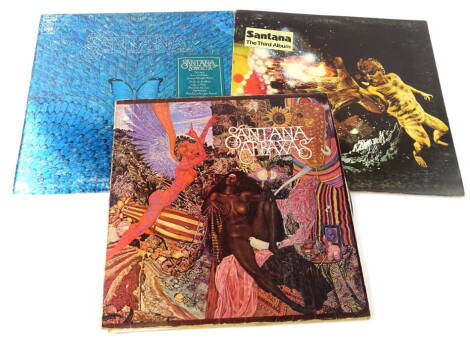 Various records. Santana Abraxas, CBS stereo 33 1/3 S64087 BI, various others, Santana the 3rd album, Borboletta.