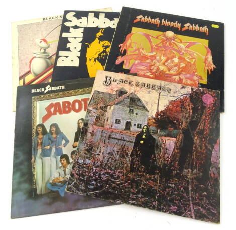 Various records. Black Sabbath Sabotage 9119001 27//2 S1 Stereo P1975, Sabbath Bloody Sabbath Volume 4, Vertigo and Technical Ecstasy.