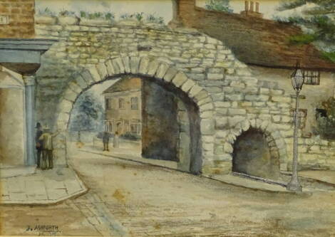 J. Ashforth (19thC/20thC). Newport Arch, watercolour, signed and dated 1907, 15cm x 21cm.