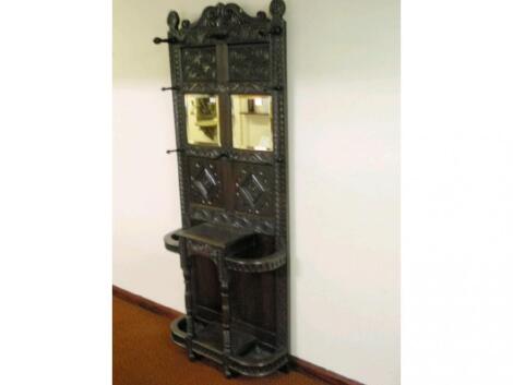 A Victorian carved oak hall stand