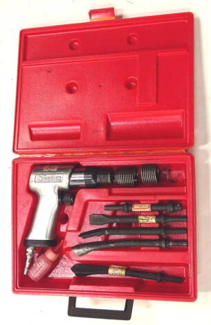 A Snap-On cased screw driver set, with chrome finish main section and various bits, in fitted case, 35cm wide.