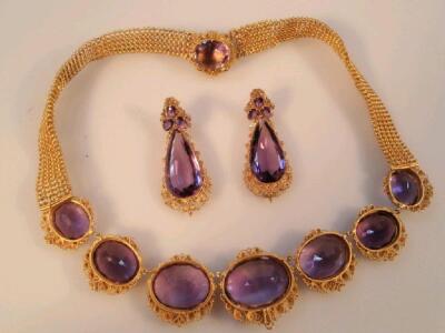 A 19thC amethyst and gold cannetille necklace - 2