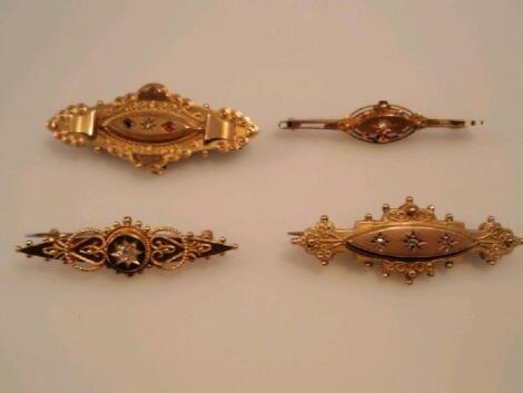 Four Victorian memorial brooches