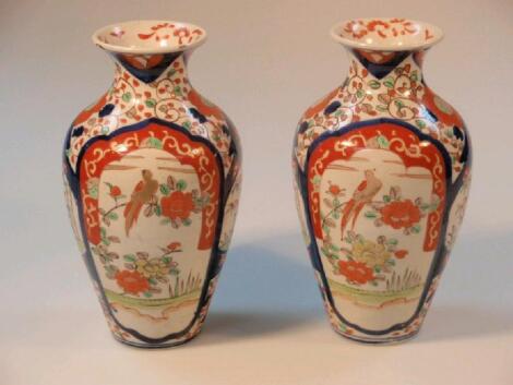 A pair of late 19thC Imari ovoid vases