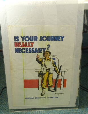 After Bert Thomas. A Railway Executive Committee poster "Is Your Journey Really Necessary", 58cm x 41cm. - 2