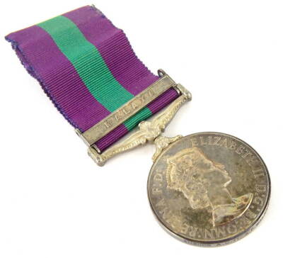 A Queen Elizabeth II general service medal, with Malaya clasp, marked 4116008 A C I I A F Walker R A F, with ribbon.