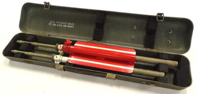 A cased set of compass sighting rods, WB5-88-3403, issue number 1, with fan stamp, in fitted case, 60cm wide.