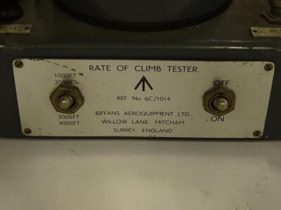 A rate of climb tester, 6C/1014, with crows foot emblem, 33cm high, a 1inch HG x 04912 = 1BS/SQ.IN instrument etc. (3). - 2