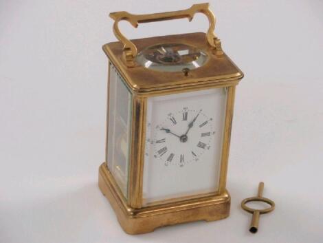 An early 20thC brass cased French carriage clock