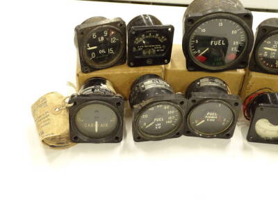 Various vintage aeroplane fuel and other dials, to include cabin air, with 4cm diameter dial etc. (a quantity). - 2