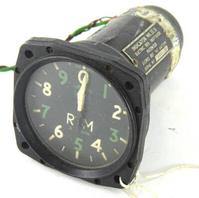 A vintage aeroplane tachometer dial, in shaped casing with circular 7cm Arabic dial, marked rpm, with MKIV plate number 269-95.