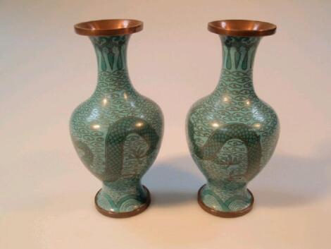 A pair of cloisson? baluster vases